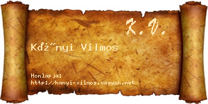 Kányi Vilmos névjegykártya